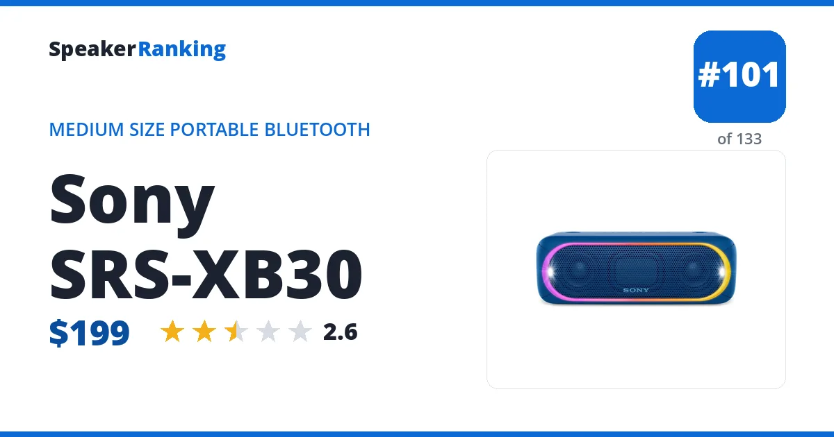 Sony SRS-XB30 ranking card