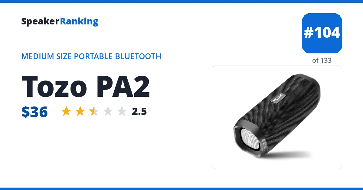Tozo PA2 ranking card